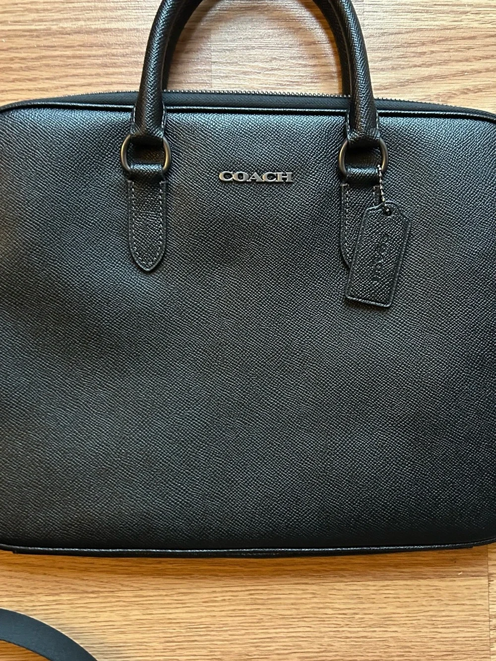 COACH Men Black Liam Compact Brief Bag - Picture 2 of 7